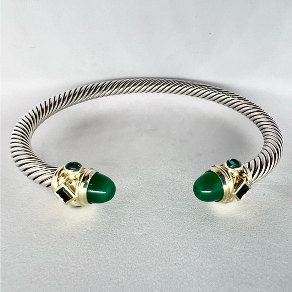 David Yurman Jewelry - David Yurman Bracelet Green Onyx, Chrome Diopside, Hampton Blue Topaz 14k Gold